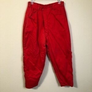 Vintage Hunting Pants Red Cotton Quilted Side Zippers Warm World Famous